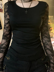 Lace-Trimmed Long Sleeve