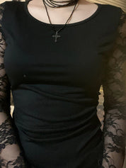 Lace-Trimmed Long Sleeve