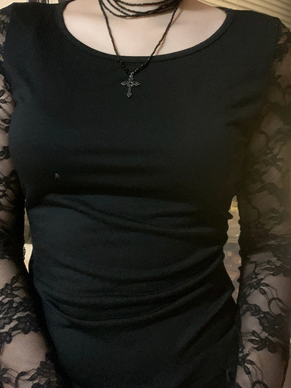 Lace-Trimmed Long Sleeve