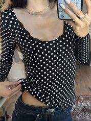 Polka Dot Print Casual Long Sleeve