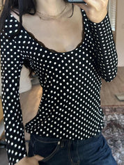 Polka Dot Print Casual Long Sleeve