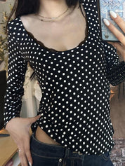 Polka Dot Print Casual Long Sleeve