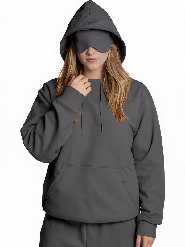 Built-In Eye Mask Multi-Pocket Sweatshirts