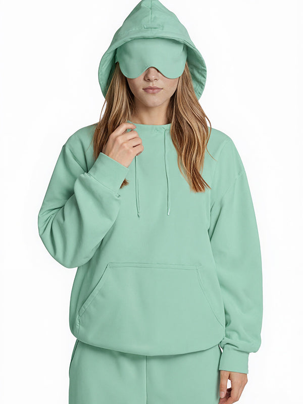 Built-In Eye Mask Multi-Pocket Sweatshirts