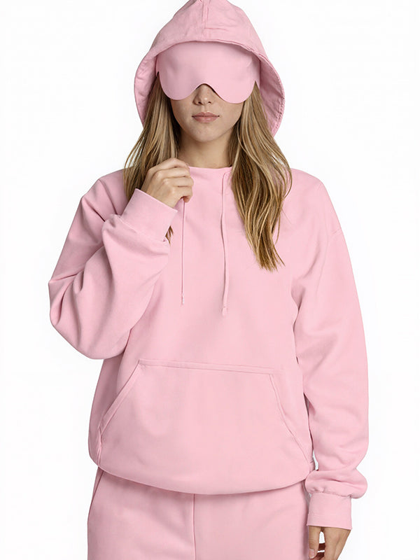 Built-In Eye Mask Multi-Pocket Sweatshirts