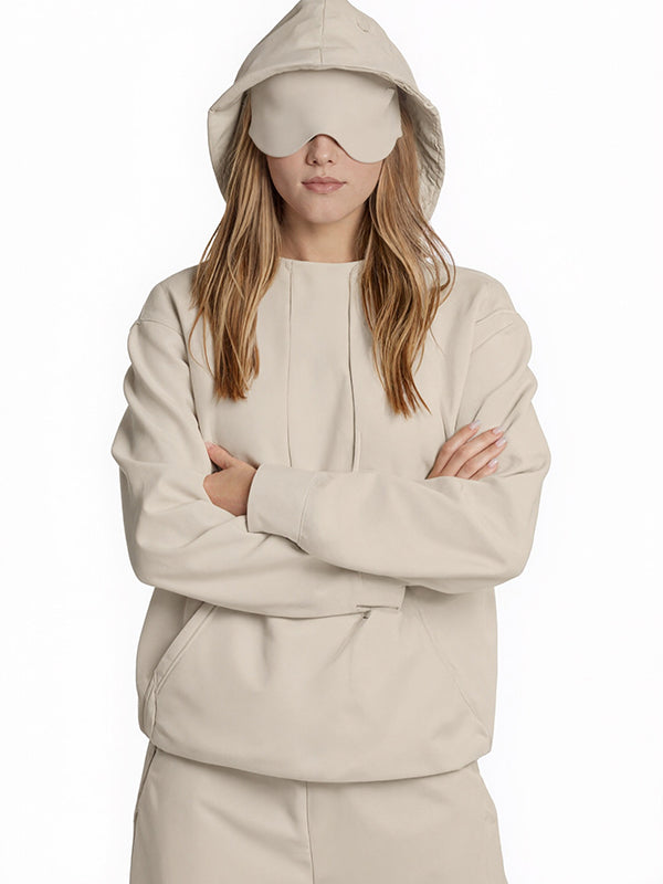 Built-In Eye Mask Multi-Pocket Sweatshirts