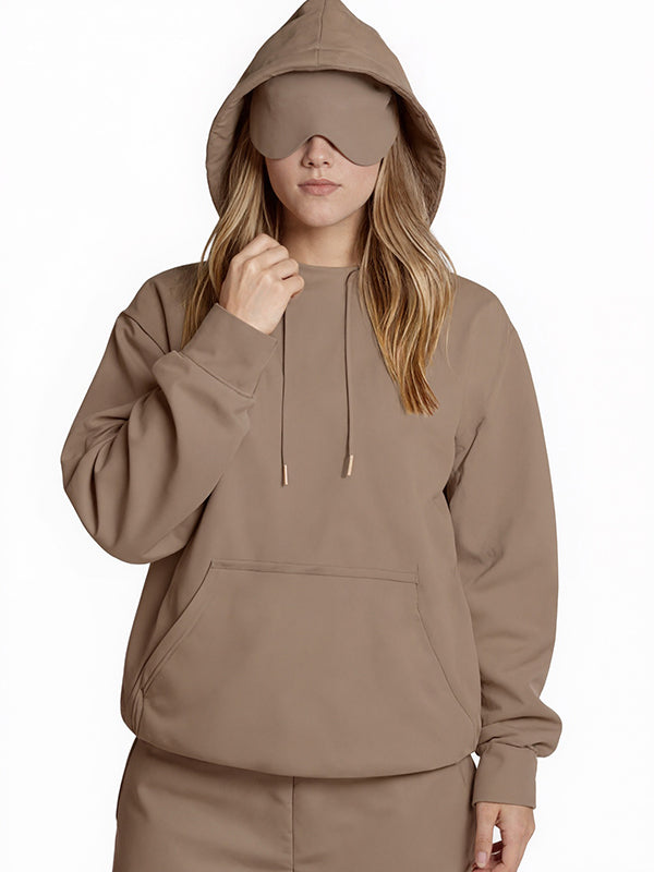 Built-In Eye Mask Multi-Pocket Sweatshirts