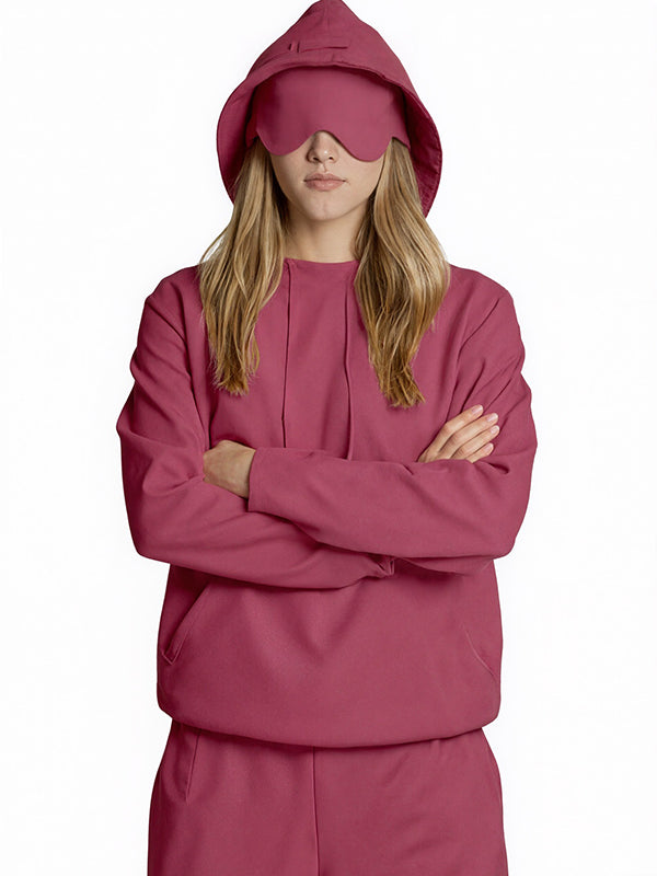 Built-In Eye Mask Multi-Pocket Sweatshirts