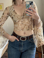 Retro Floral Print Long Sleeve