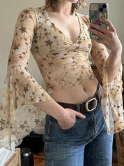 Retro Floral Print Long Sleeve