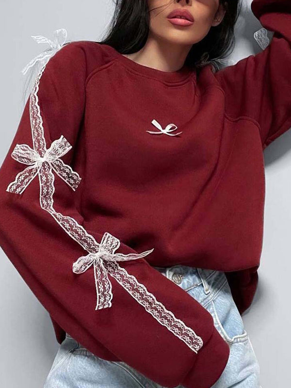 3D Bowknot Loose Sweatshirt