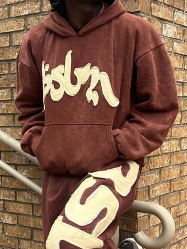 Patch Print Pocket Hoodie Sweatshirts