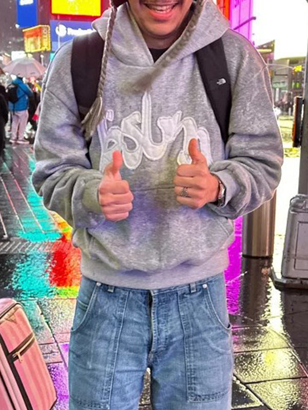 Patch Print Pocket Hoodie Sweatshirts