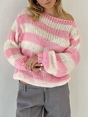 Striped Round Neck Sweater Long Sleeve