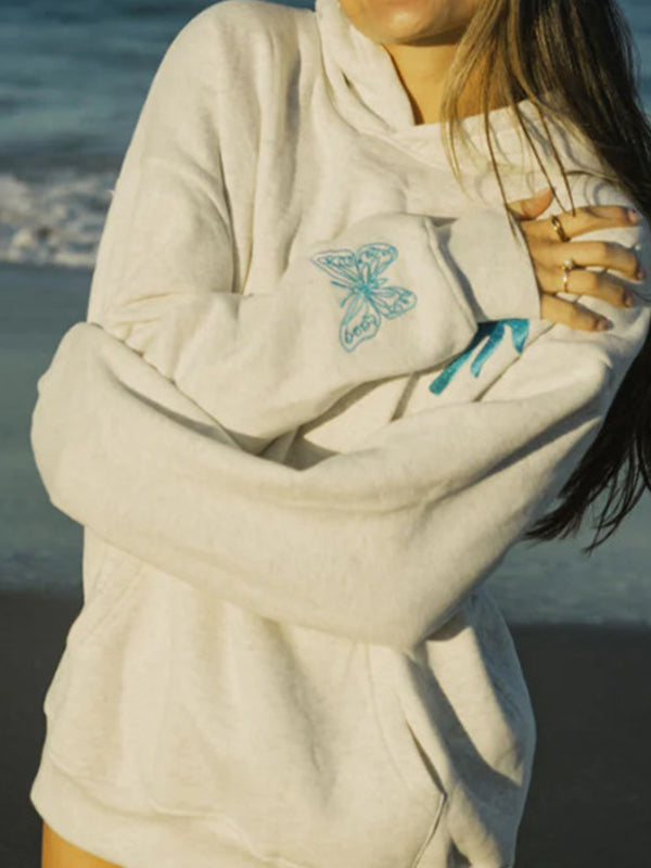 Butterfly Embroidered Print Sweatshirt