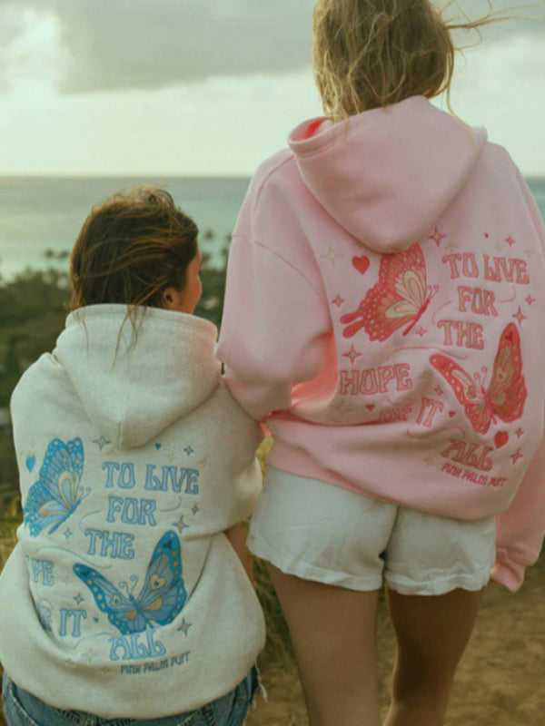Butterfly Embroidered Print Sweatshirt