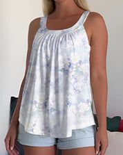 Solid Color Pleated Tank Top