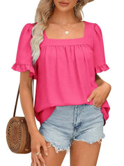 Womens Peplum Sqaure Neck Blouses