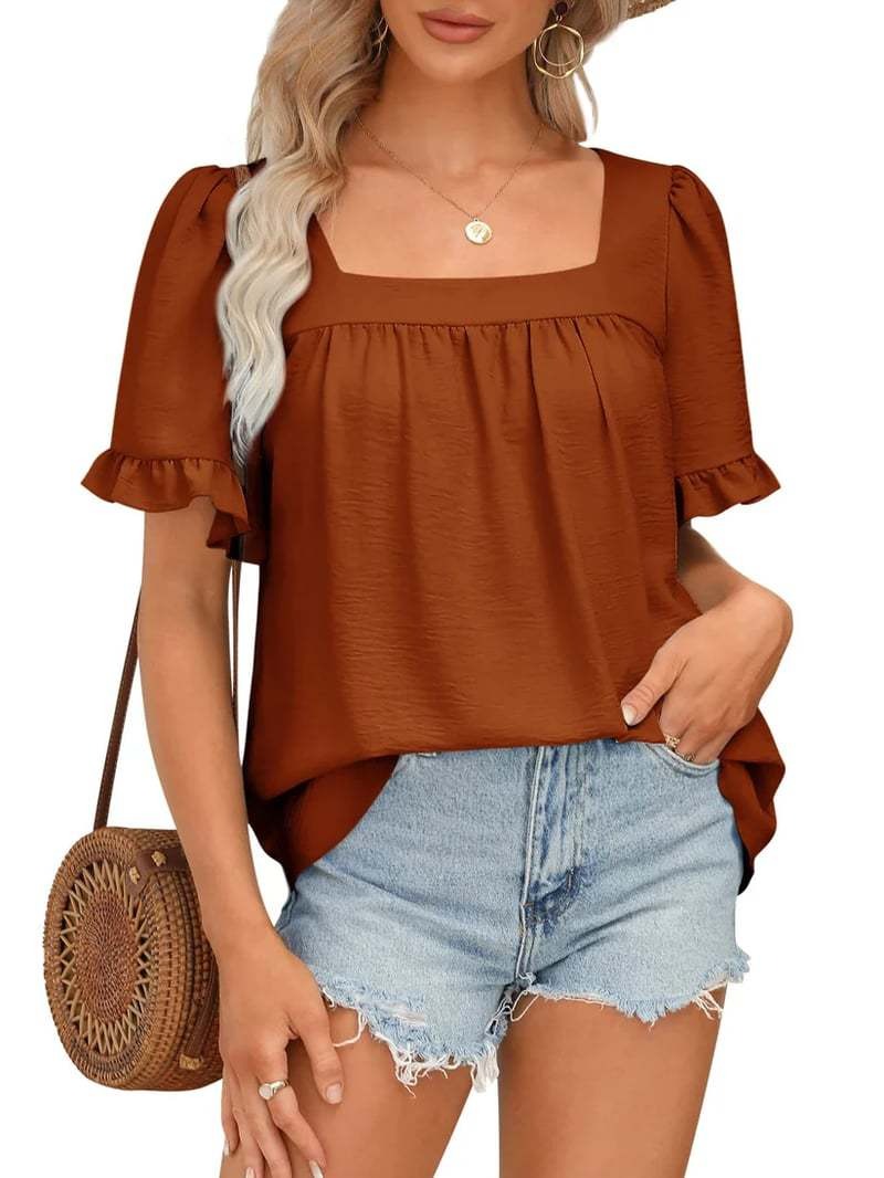 Womens Peplum Sqaure Neck Blouses