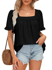 Womens Peplum Sqaure Neck Blouses