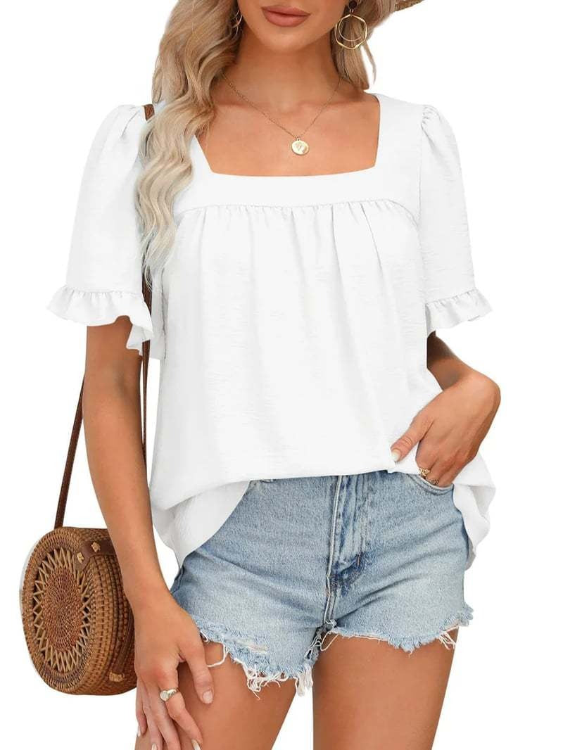 Womens Peplum Sqaure Neck Blouses
