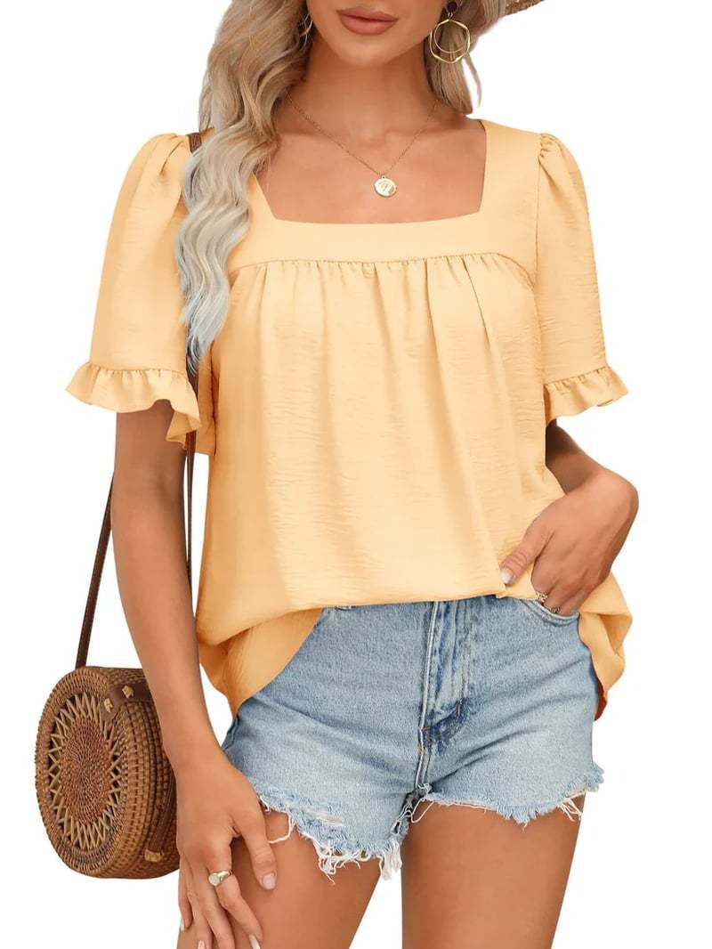 Womens Peplum Sqaure Neck Blouses
