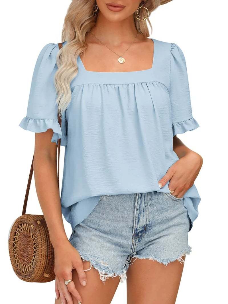 Womens Peplum Sqaure Neck Blouses