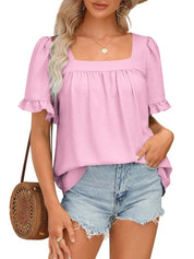 Womens Peplum Sqaure Neck Blouses