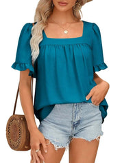 Womens Peplum Sqaure Neck Blouses