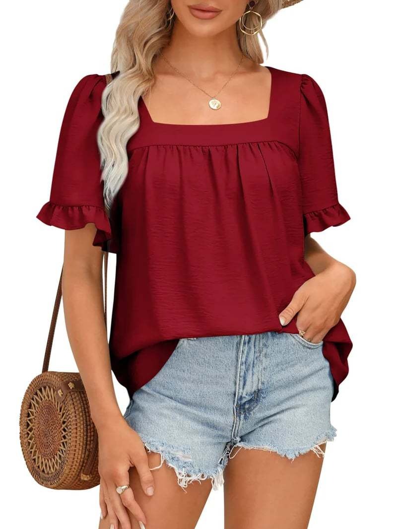Womens Peplum Sqaure Neck Blouses