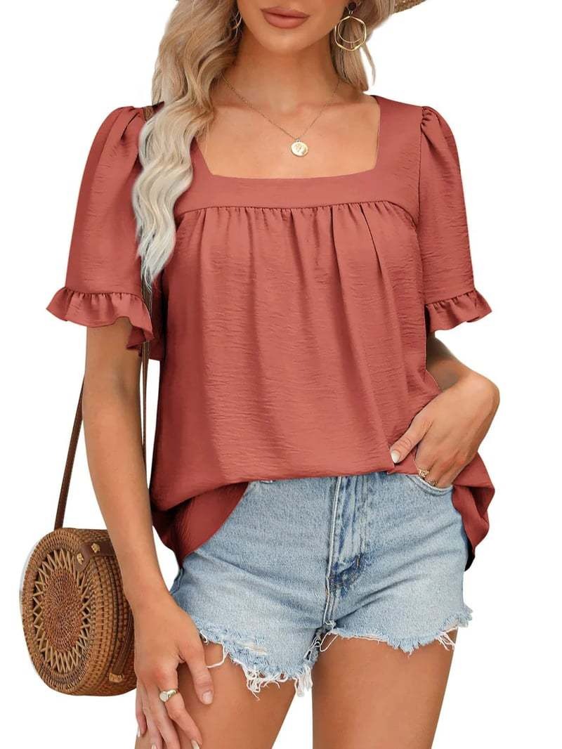 Womens Peplum Sqaure Neck Blouses