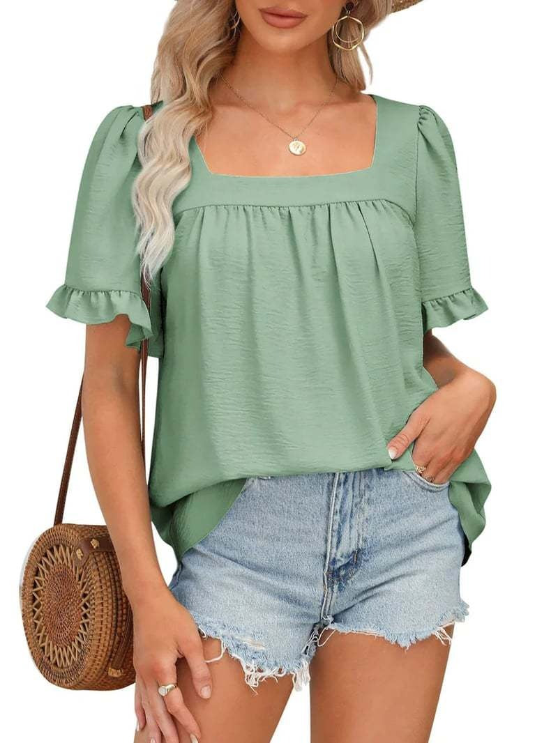 Womens Peplum Sqaure Neck Blouses