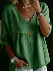 Women's V Neck Lace Blouses
