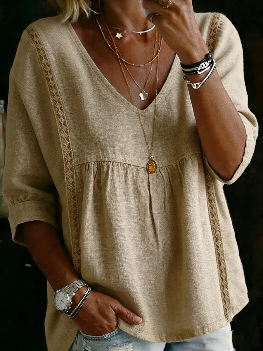 Women's V Neck Lace Blouses