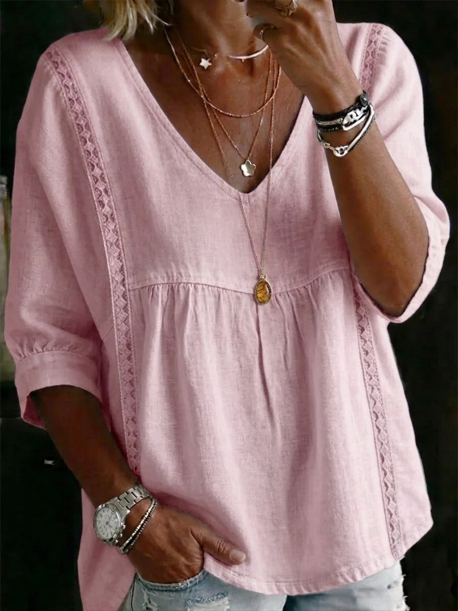 Women's V Neck Lace Blouses