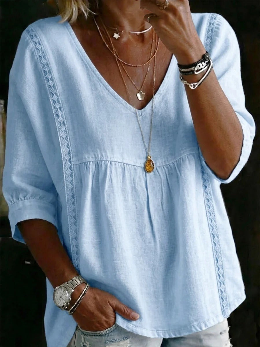 Women's V Neck Lace Blouses