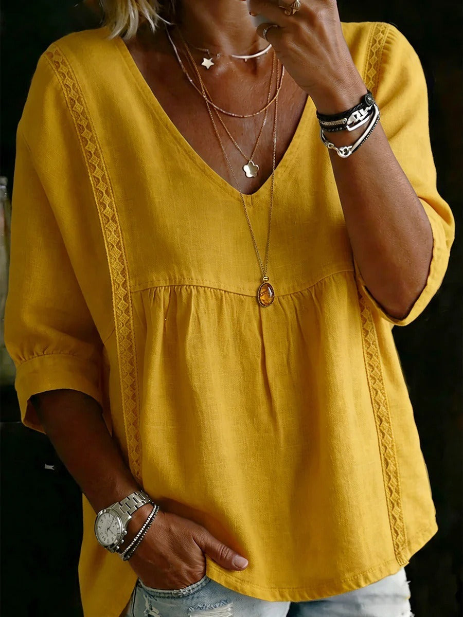 Women's V Neck Lace Blouses