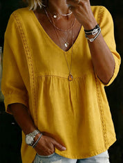 Women's V Neck Lace Blouses