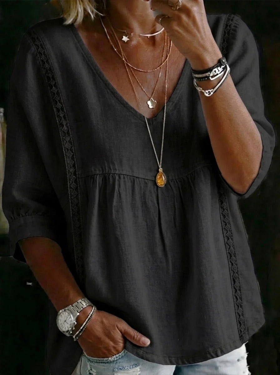 Women's V Neck Lace Blouses