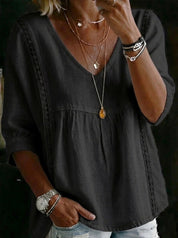 Women's V Neck Lace Blouses