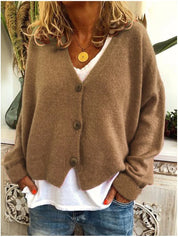 Women's V Neck Button Casual Sweater