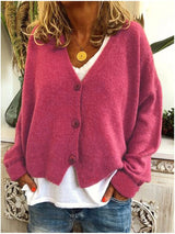 Women's V Neck Button Casual Sweater