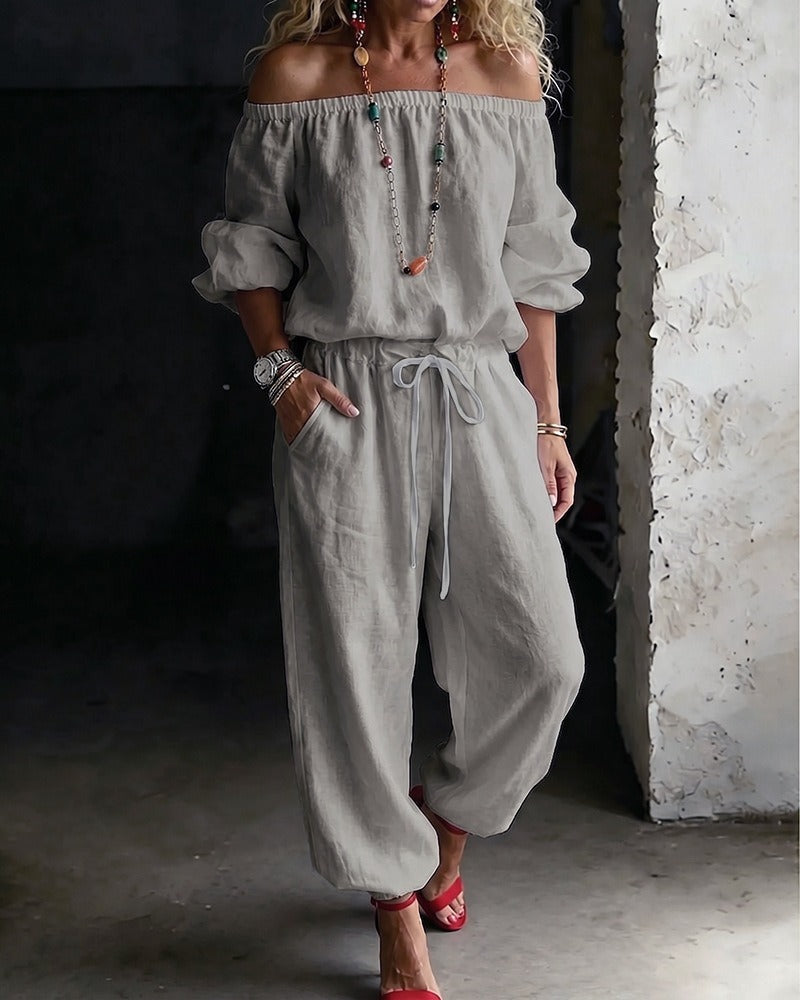 Women's Casual Two-Piece Set with Pockets