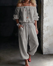 Women's Casual Two-Piece Set with Pockets