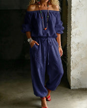 Women's Casual Two-Piece Set with Pockets