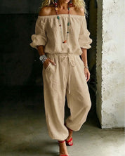 Women's Casual Two-Piece Set with Pockets