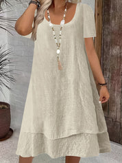 Flowing Sleeveless Double Layer Hem Dress