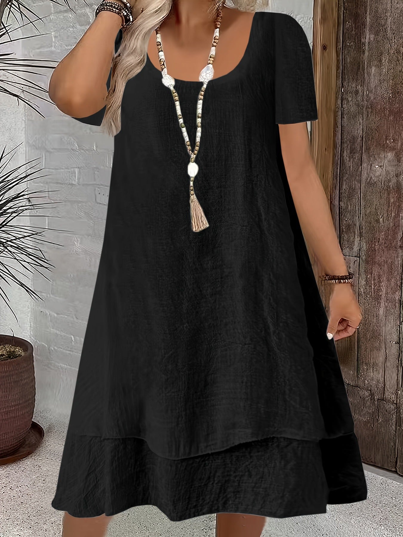 Flowing Sleeveless Double Layer Hem Dress