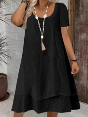 Flowing Sleeveless Double Layer Hem Dress