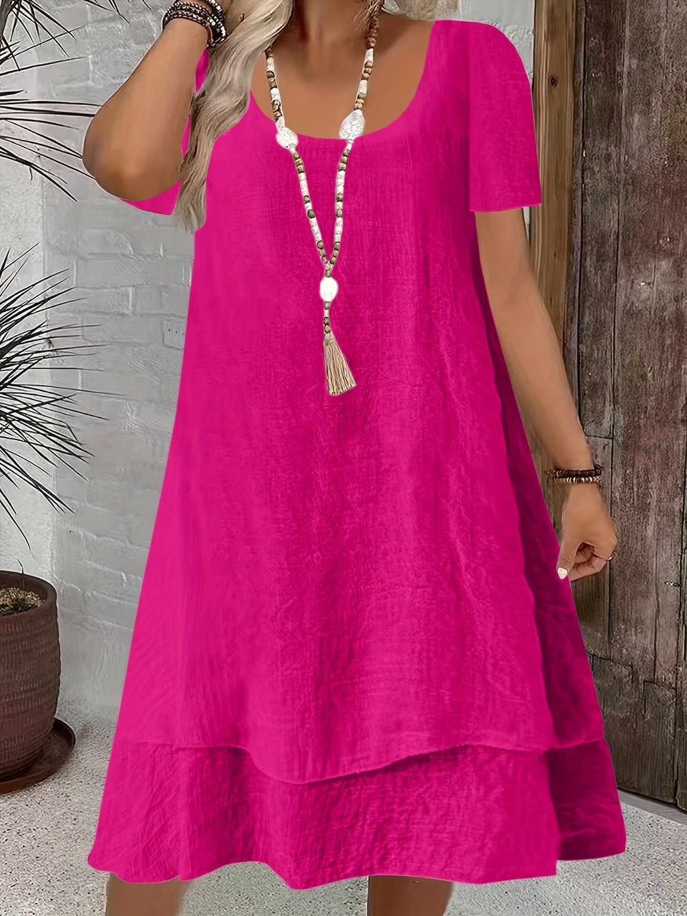 Flowing Sleeveless Double Layer Hem Dress